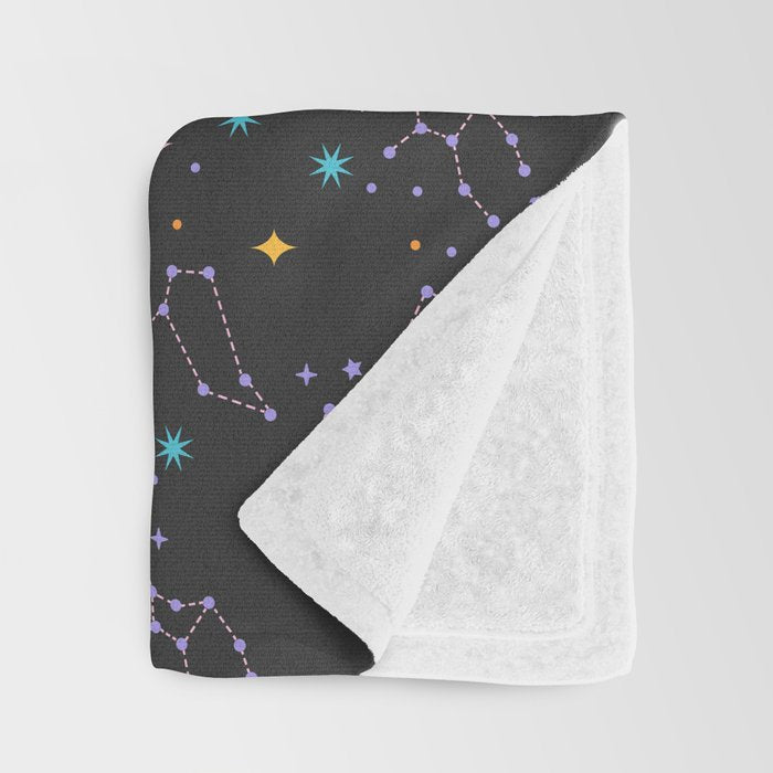 Colorful Night Sky on Black Throw Blanket Gallery Image 3