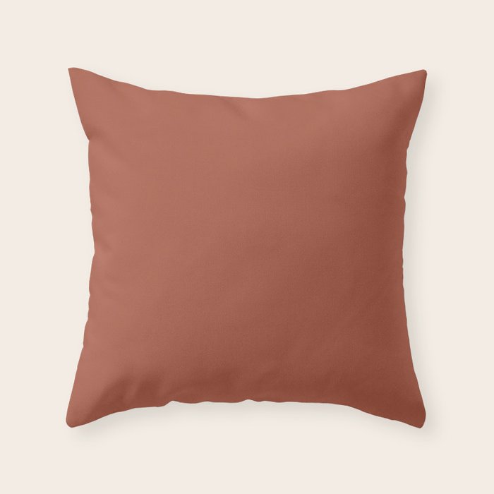 Terracotta Red Solid Color Throw Pillow Gallery Image 6