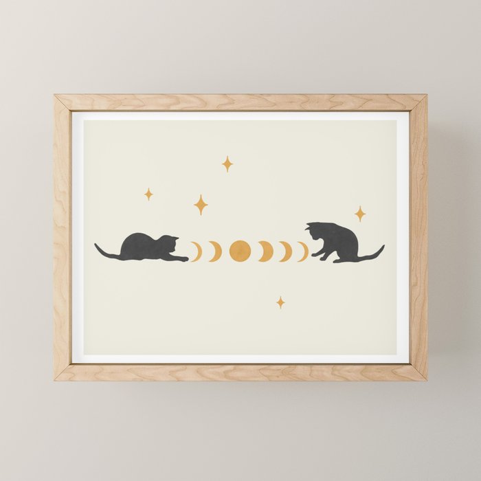 Cat and Moon 3 Mini Art Print Gallery Image 1