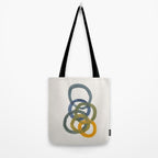 Minimalist Mid Century Modern Colorful Rings Navy Blue Yellow Olive Green Spirals by Ejaaz Haniff Tote Bag Gallery Image 2