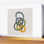 Minimalist Mid Century Modern Colorful Rings Navy Blue Yellow Olive Green Spirals by Ejaaz Haniff Wall Mural Gallery Image 2