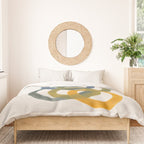 Minimalist Mid Century Modern Colorful Rings Navy Blue Yellow Olive Green Spirals by Ejaaz Haniff Duvet Cover Gallery Image 3