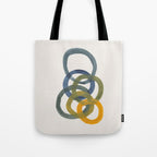 Minimalist Mid Century Modern Colorful Rings Navy Blue Yellow Olive Green Spirals by Ejaaz Haniff Tote Bag Gallery Image 1