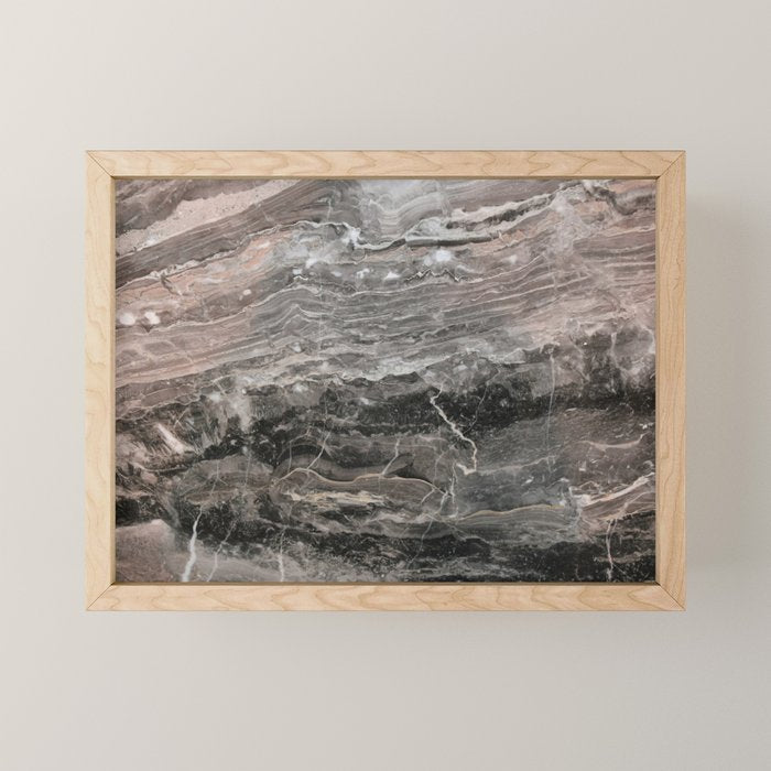 Smokey gray marble Mini Art Print