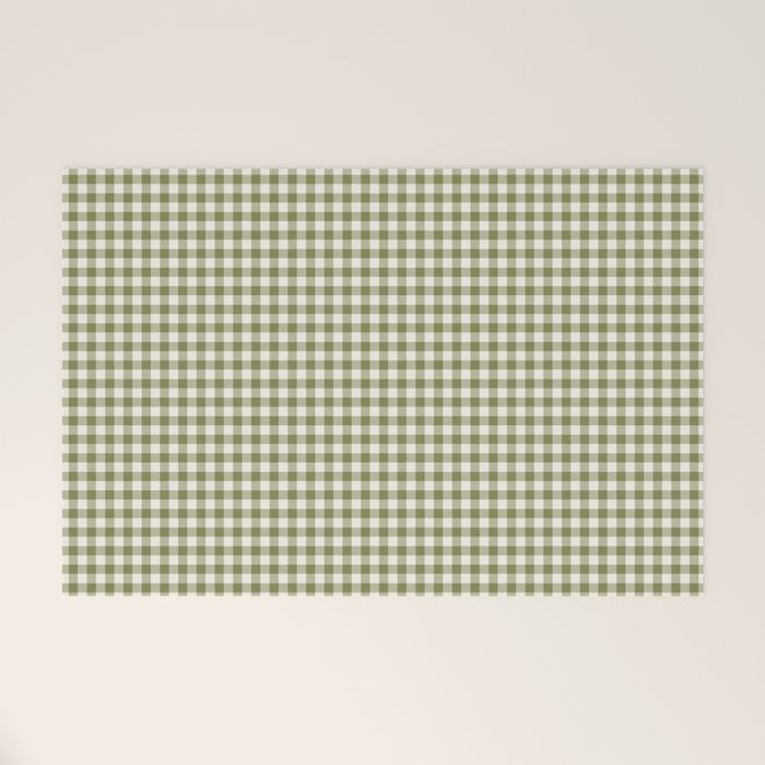 Farmhouse Style Gingham Check Welcome Mat Gallery Image 1