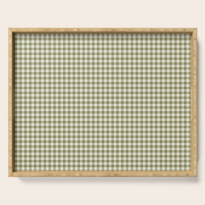 Farmhouse Style Gingham Check Serving Tray Gallery Image 1