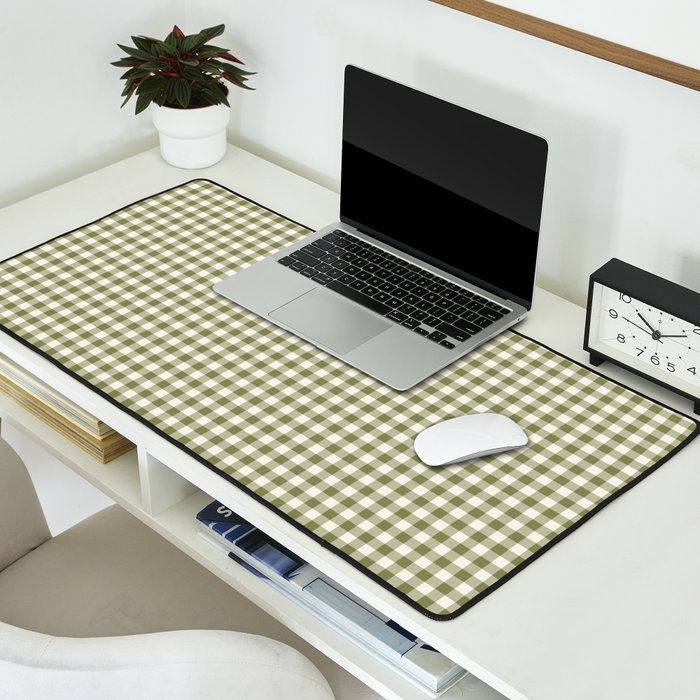 Farmhouse Style Gingham Check Desk Mat Gallery Image 2