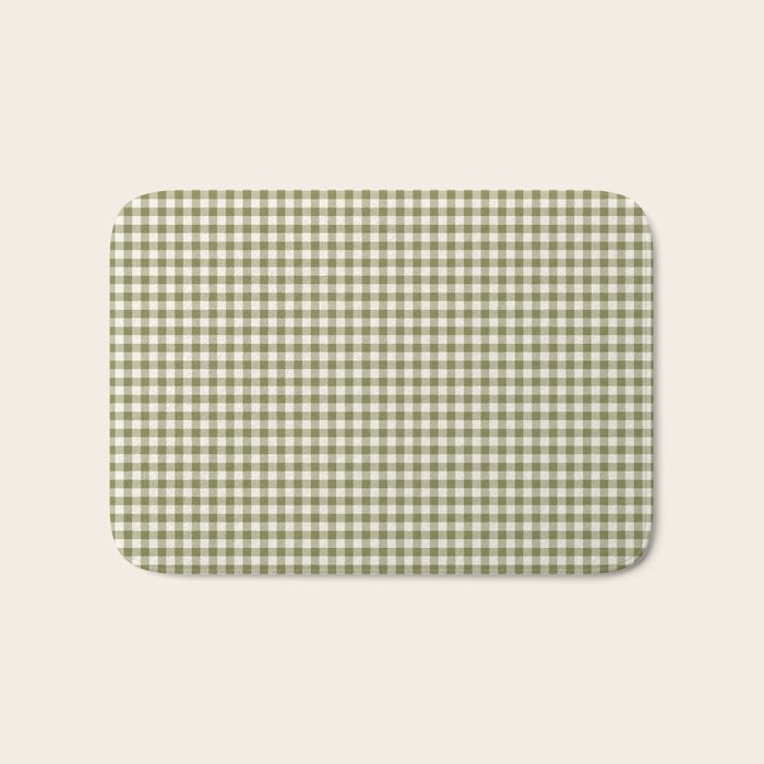 Farmhouse Style Gingham Check Bath Mat Gallery Image 1