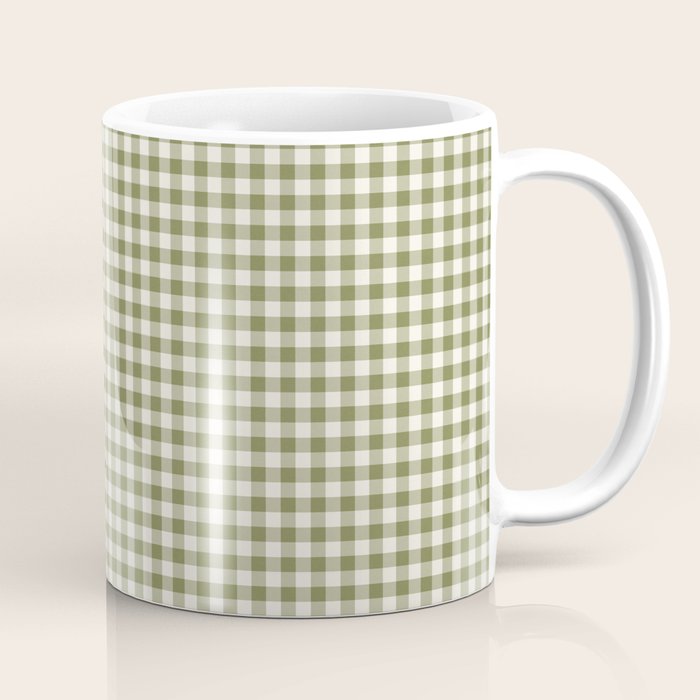 Farmhouse Style Gingham Check Coffee Mug Gallery Image 1