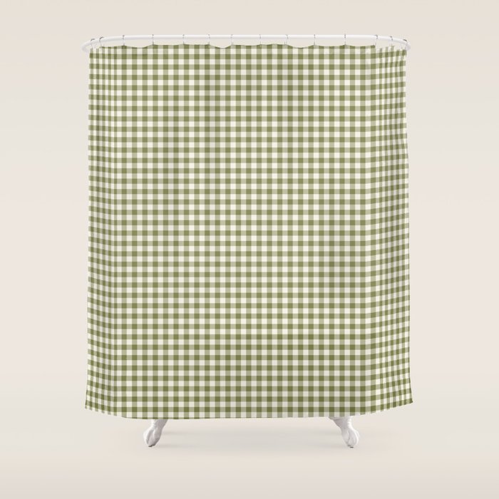 Farmhouse Style Gingham Check Shower Curtain Gallery Image 1