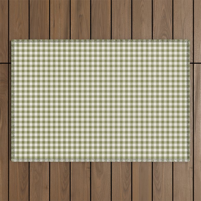 Farmhouse Style Gingham Check Outdoor Rug Gallery Image 1