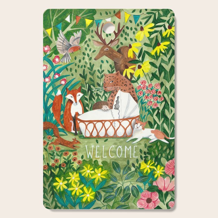Cute green floral jungle Animals Baby Crib  Cutting Board Gallery Image 1