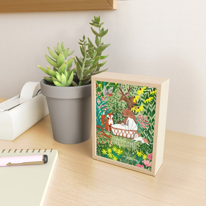 Cute green floral jungle Animals Baby Crib  Mini Art Print Gallery Image 2