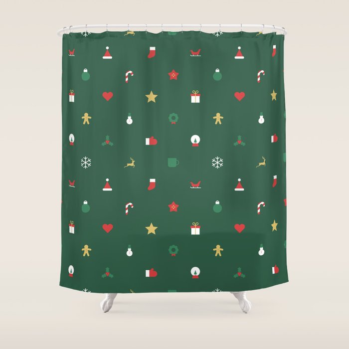 Geometric christmas decoration pattern Shower Curtain Gallery Image 1