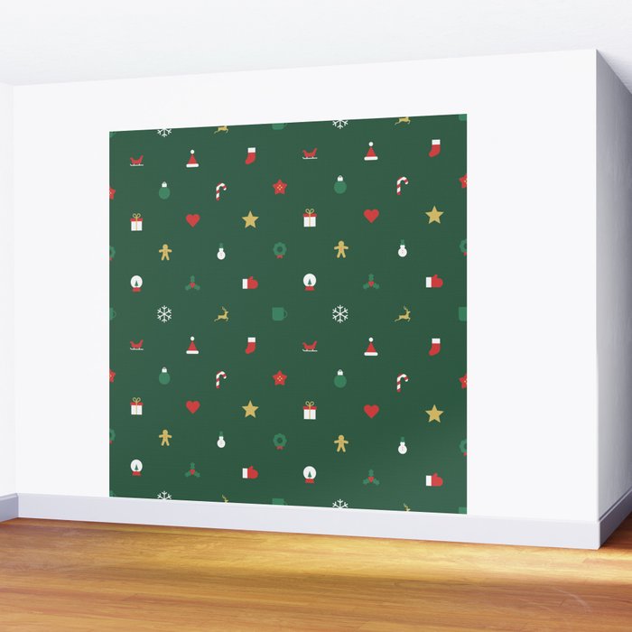 Geometric christmas decoration pattern Wall Mural Gallery Image 2