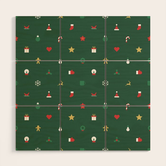 Geometric christmas decoration pattern Wood Wall Art Gallery Image 1