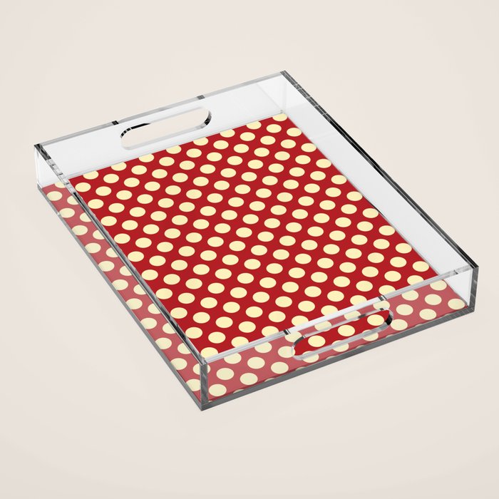 Cream on Red Polka Dot  Acrylic Tray Gallery Image 1