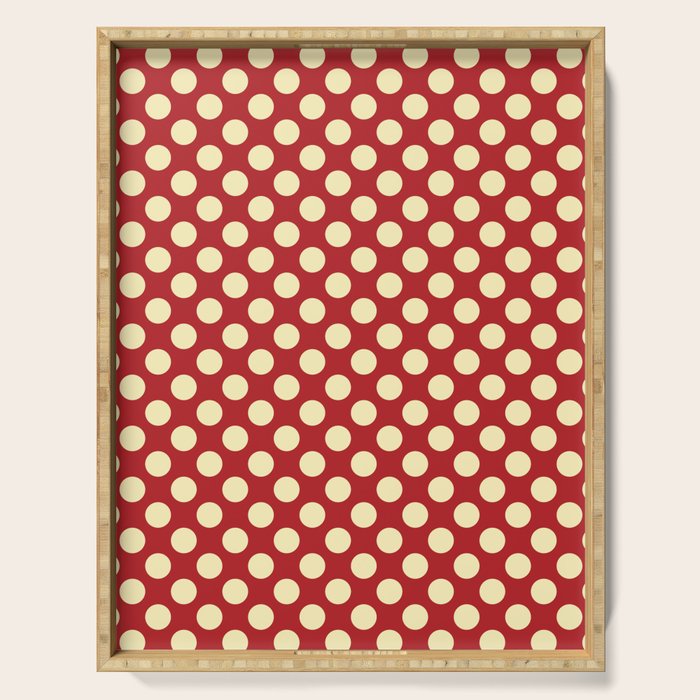 Cream on Red Polka Dot  Serving Tray Gallery Image 1