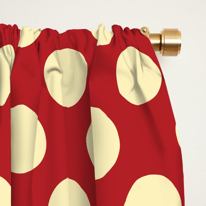 Cream on Red Polka Dot  Window Curtain Gallery Image 2