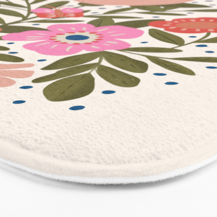 Folk Floral Bird  Bath Mat Gallery Image 3