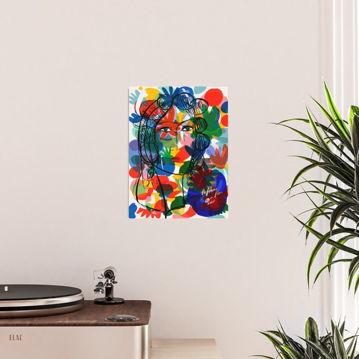 La femme aux fleurs portrait pop abstract by Emmanuel Signorino Poster Gallery Image 2