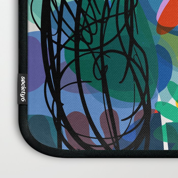 La femme aux fleurs portrait pop abstract by Emmanuel Signorino Laptop Sleeve Gallery Image 3