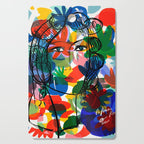 La femme aux fleurs portrait pop abstract by Emmanuel Signorino Cutting Board Gallery Image 1