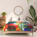 La femme aux fleurs portrait pop abstract by Emmanuel Signorino Comforter Gallery Image 3