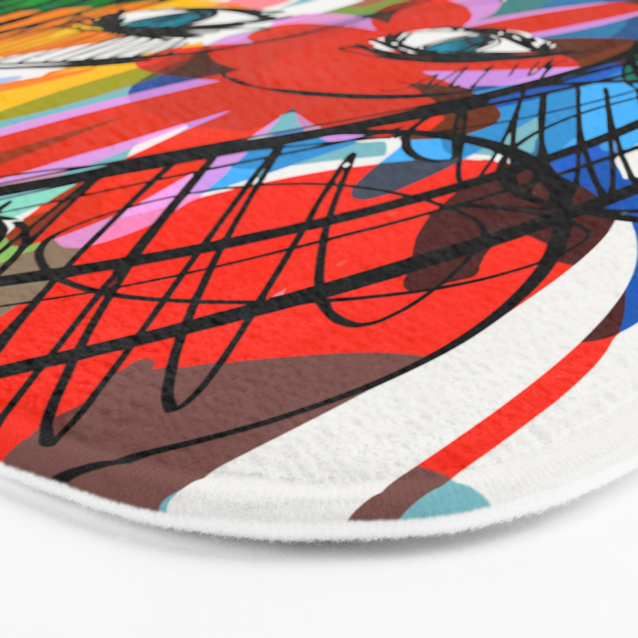 La femme aux fleurs portrait pop abstract by Emmanuel Signorino Bath Mat Gallery Image 3