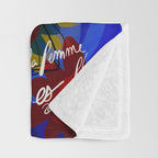 La femme aux fleurs portrait pop abstract by Emmanuel Signorino Throw Blanket Gallery Image 3