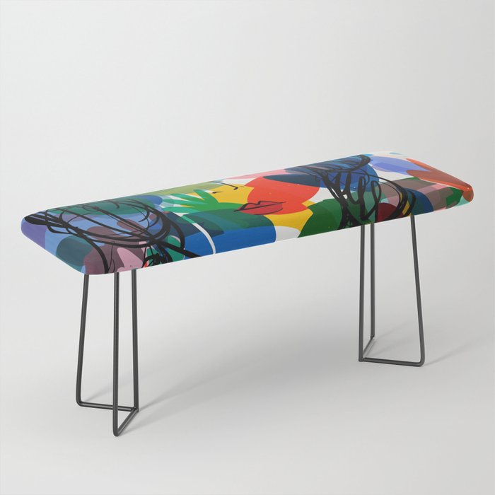 La femme aux fleurs portrait pop abstract by Emmanuel Signorino Bench Gallery Image 1
