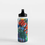 La femme aux fleurs portrait pop abstract by Emmanuel Signorino Water Bottle Gallery Image 3
