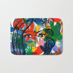 La femme aux fleurs portrait pop abstract by Emmanuel Signorino Bath Mat Gallery Image 1