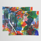 La femme aux fleurs portrait pop abstract by Emmanuel Signorino Placemat Gallery Image 1