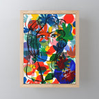 La femme aux fleurs portrait pop abstract by Emmanuel Signorino Mini Art Print Gallery Image 1