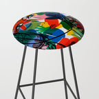 La femme aux fleurs portrait pop abstract by Emmanuel Signorino Stool Gallery Image 2