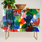 La femme aux fleurs portrait pop abstract by Emmanuel Signorino Credenza Gallery Image 1