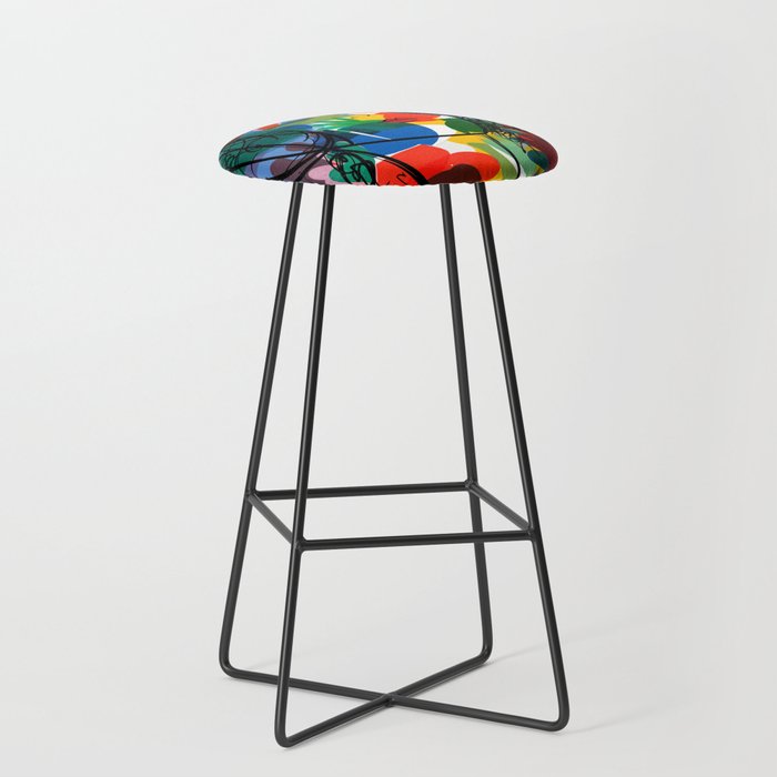 La femme aux fleurs portrait pop abstract by Emmanuel Signorino Stool Gallery Image 1