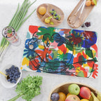 La femme aux fleurs portrait pop abstract by Emmanuel Signorino Cutting Board Gallery Image 2