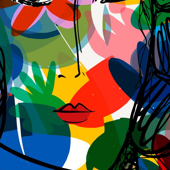 La femme aux fleurs portrait pop abstract by Emmanuel Signorino Coffee Mug Gallery Image 2