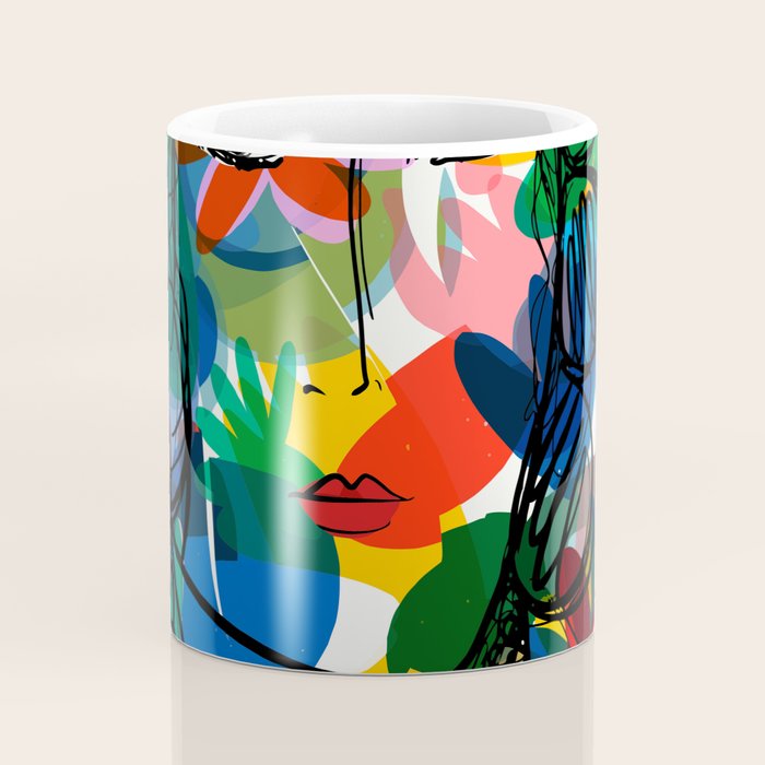 La femme aux fleurs portrait pop abstract by Emmanuel Signorino Coffee Mug Gallery Image 4