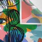 La femme aux fleurs portrait pop abstract by Emmanuel Signorino Wall Tapestry Gallery Image 3