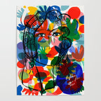 La femme aux fleurs portrait pop abstract by Emmanuel Signorino Poster Gallery Image 4