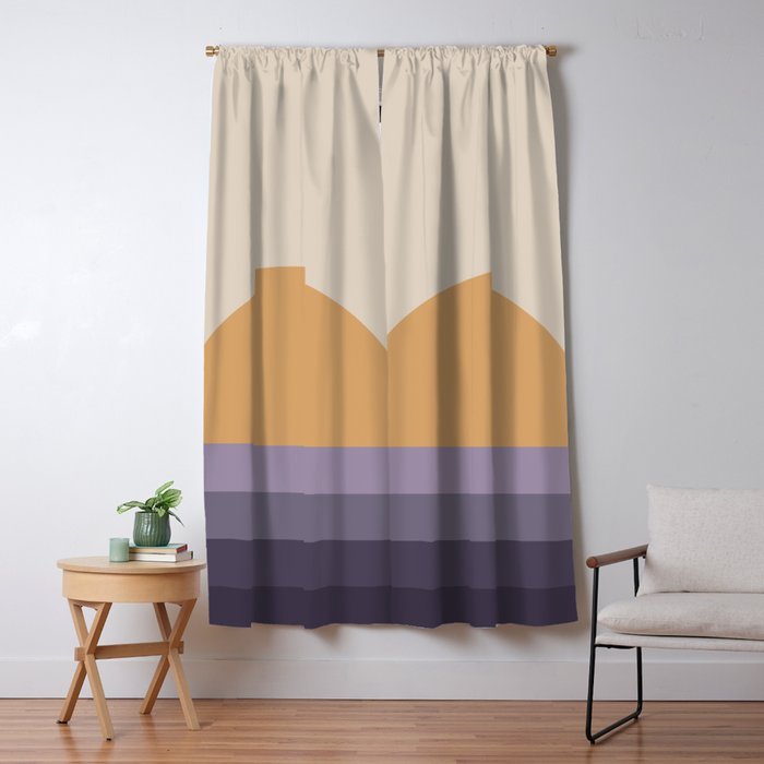 Minimal Retro Sunset Sunrise - Purple Mauve Dusk Window Curtain Gallery Image 1