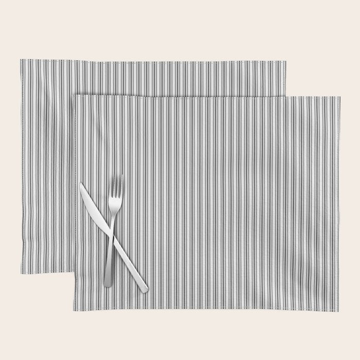 Trendy French Black and White Mattress Ticking Double Stripes Placemat Gallery Image 1