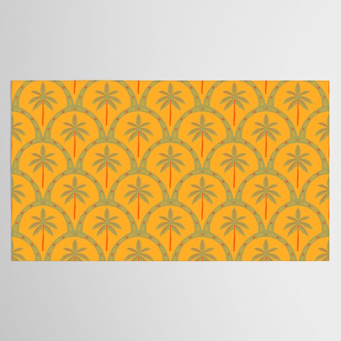 Vintage summer palm tree art pattern Tablecloth Gallery Image 2