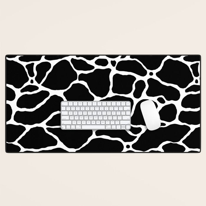 Black and white water wave ripple pattern Desk Mat Gallery Image 1