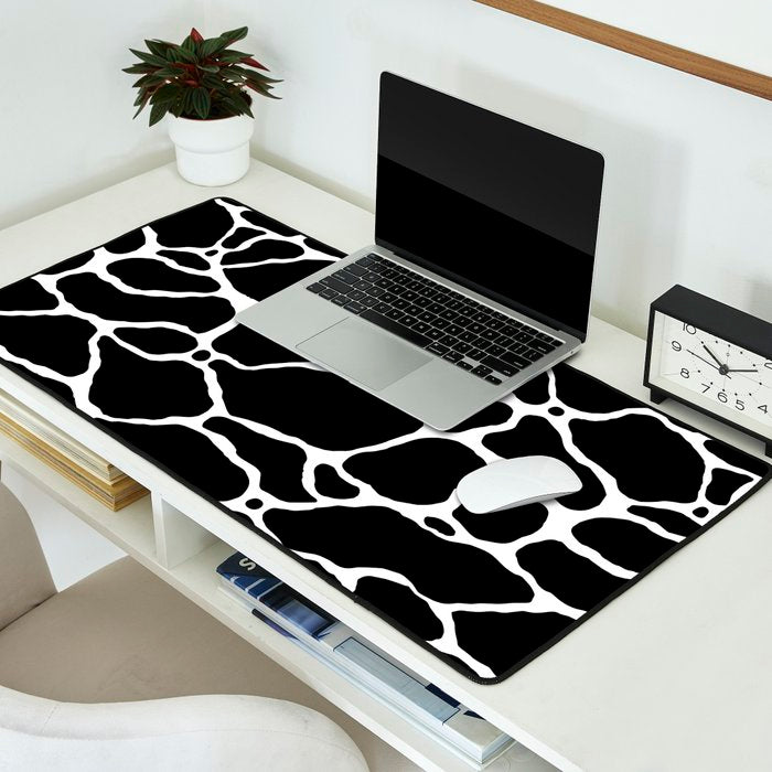 Black and white water wave ripple pattern Desk Mat Gallery Image 2