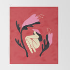 Retro 70s Mushroom Lady With Pink Flowers Throw Blanket Gallery Image 2