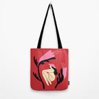 Retro 70s Mushroom Lady With Pink Flowers Tote Bag Gallery Image 2